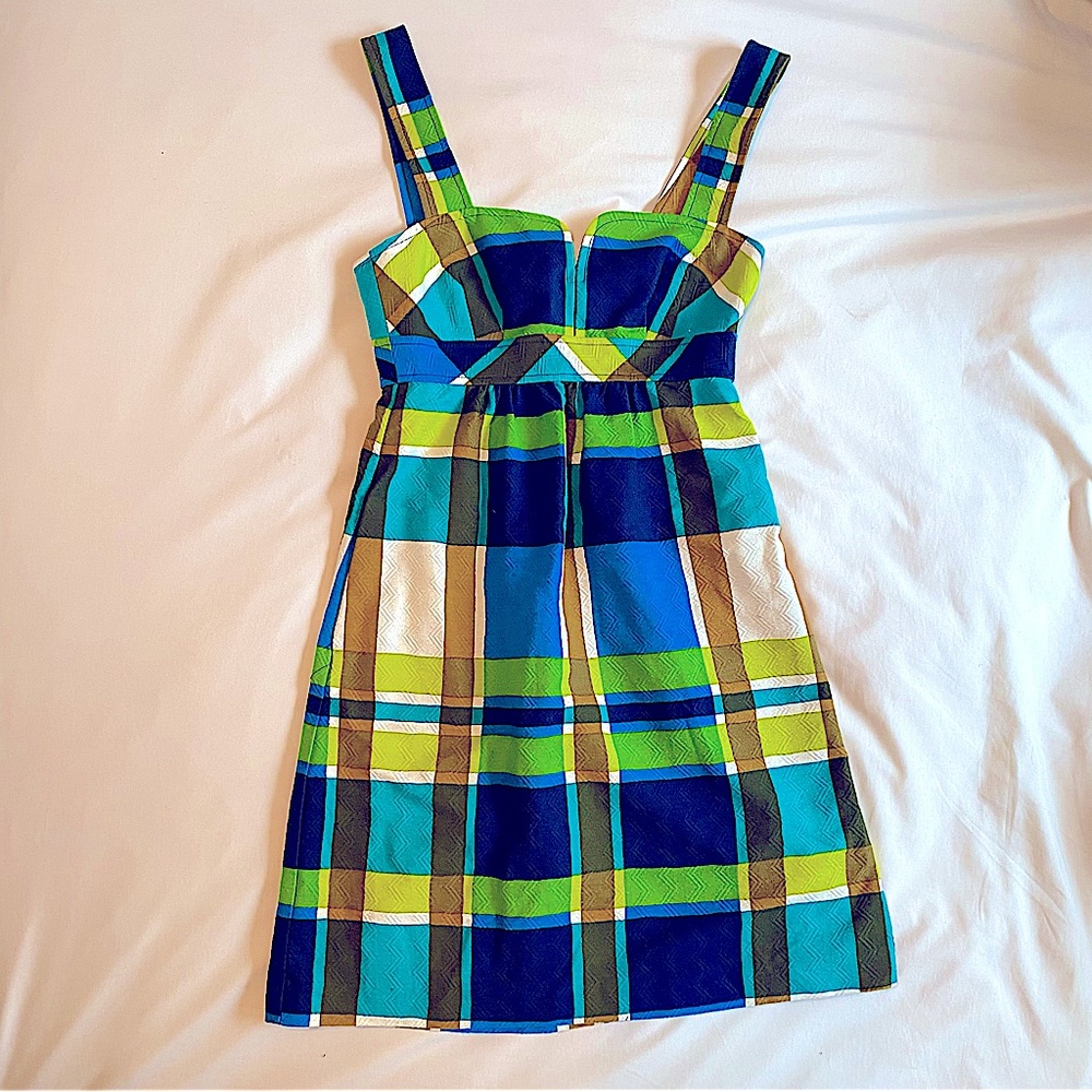 Revolve Trina Turk Retro Plaid Sweetheart Nanna Dress Babydoll Gingham 0